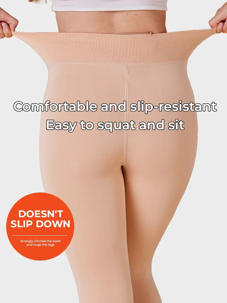 Women's Solid Color Fleece-Lined Thermal Tights