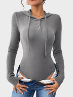 Knitted hooded bodysuit
