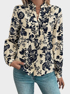 Womens Casual Button Down V Neck  Long Sleeve Blouses