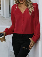 Women's Button Down Shirts V Neck Blouses