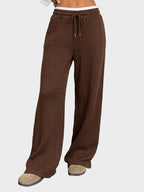 Women's Straight Leg Dressy Pants Color Block Mid Rise Trousers