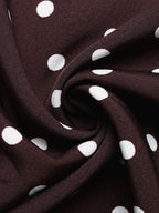 Polka Dot Satin Halter Dress – V-Neck A-Line Silhouette