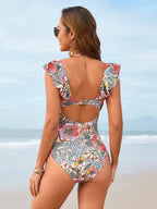 Floral Print One Piece Swimsuit