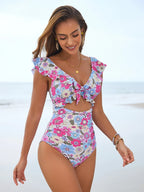 Floral Print One Piece Swimsuit