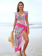 Floral Print One Piece Swimsuit