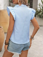 Women’s Striped Embroidered Button-Up Blouse