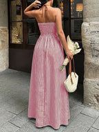 Women’s Striped Halter Neck Maxi Dress