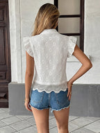 Women's Eyelet Lace Button Down Blouse