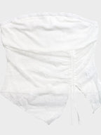 Women's Floral Lace Strapless Tube Top Ruched Backless Bandeau Tops
