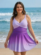 Gradient Sexy Skirted One-Piece Swimsuit Bikini