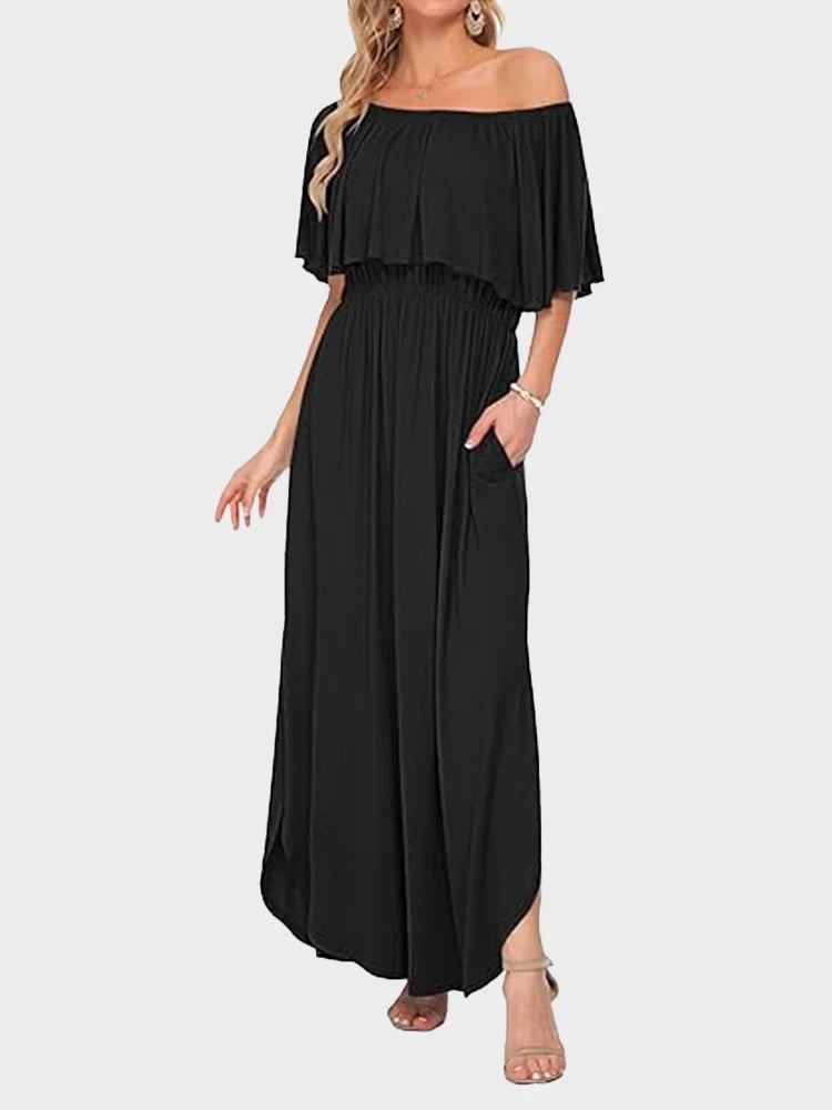 Women's Plus Size Off-Shoulder Maxi Dress