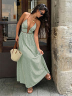 Women’s Striped Halter Neck Maxi Dress