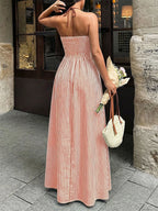 Women’s Striped Halter Neck Maxi Dress