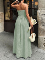 Women’s Striped Halter Neck Maxi Dress