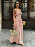 Women’s Striped Halter Neck Maxi Dress
