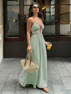 Women’s Striped Halter Neck Maxi Dress