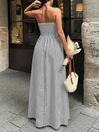 Women’s Striped Halter Neck Maxi Dress